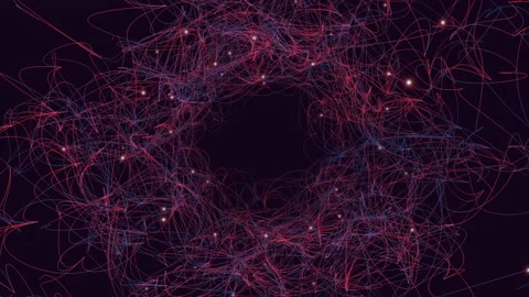 Fantasy wave lines and glitters in black hole Video stock 230068428