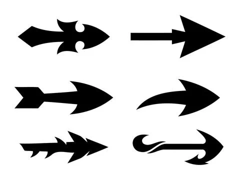 Fantasy weapon arrow vector illustration silhouette set on white background Stock Illustration