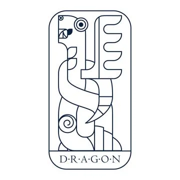 Fantasy winged viking dragon. Manuscript Medieval card Stock Illustration
