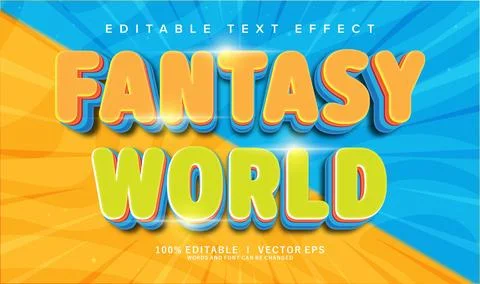 Fantasy world vector text effect with modern style design Stock Illustration