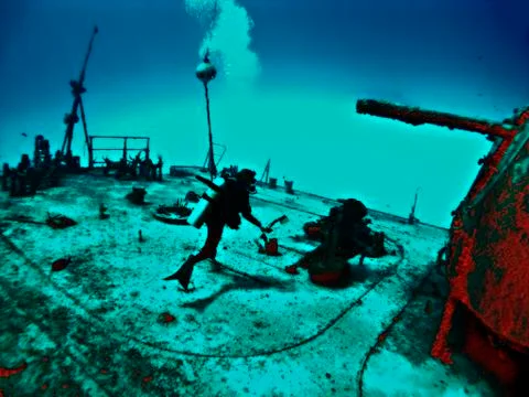 Fantasy wreck diver Foto stock