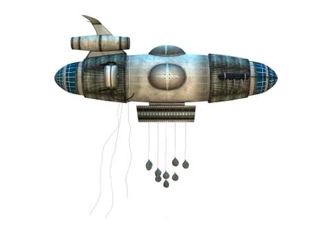 Fantasy Zeppelin Starship Stock Illustration