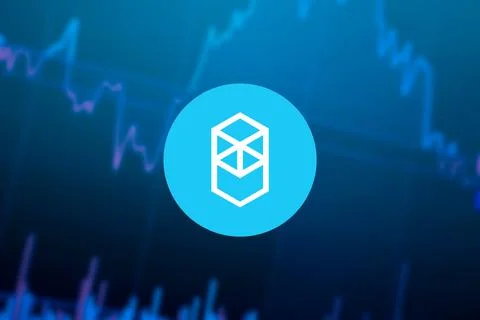 Fantom FTM Cryptocurrency. Fantom coin growth chart on the exchange, chart Stock Illustration