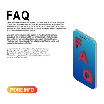 FAQ, 3D template frequently asked questions vector icon. Information speech b Stock Illustration