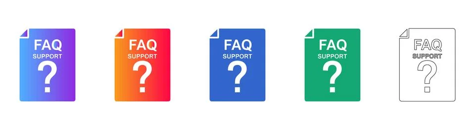 FAQ and Support Documentation Icons Illustrazione stock