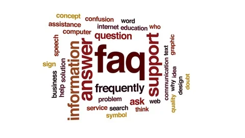 FAQ animated word cloud, text design animation. Stock Footage 78649552