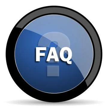Faq blue circle glossy web icon on white background, round button for interne Stock Illustration