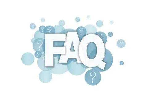 FAQ on blue semi-transparent bubbles with question marks Stock Illustration