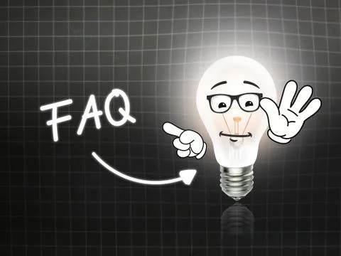 Faq bulb lamp energy light blackboard Stock Illustration