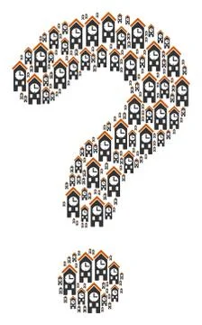 FAQ Collage of Clock Tower Icons Ilustración de archivo