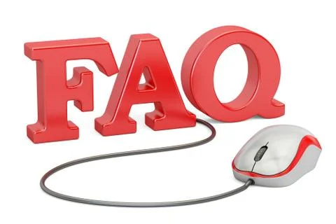 FAQ concept with computer mouse, 3D rendering Stock Illustration