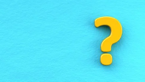 FAQ concept. Yellow 3d question mark on blue wall background Stock Illustration