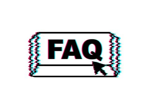 Faq with cursor button. Internet glitch icon. Pointer click icon. Vector stock Illustrazione stock