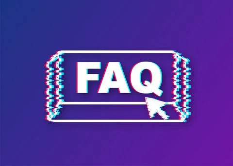 Faq with cursor button. Internet glitch icon. Pointer click icon. Vector stock 스톡 일러스트