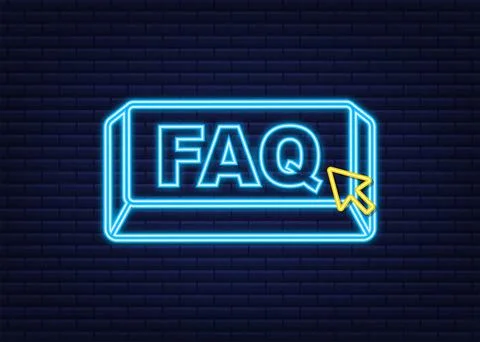 Faq with cursor button. Internet neon icon. Pointer click icon. Vector stock イラスト素材