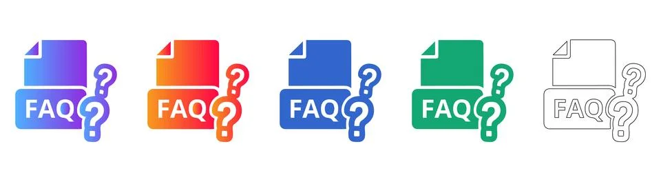 FAQ Document Help Question Icon Set Stock Illustration