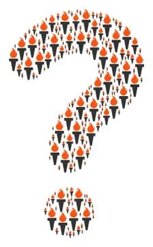 FAQ Figure of Torch Fire Icons Stock Illustration