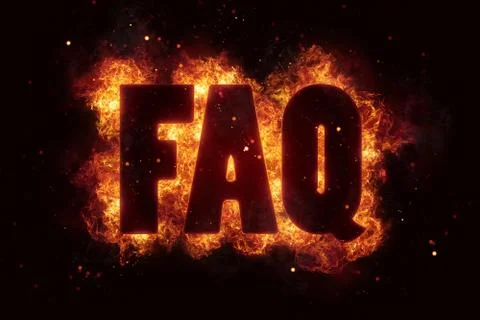 Faq fire text flame flames burn burning hot explosion Stock Illustration