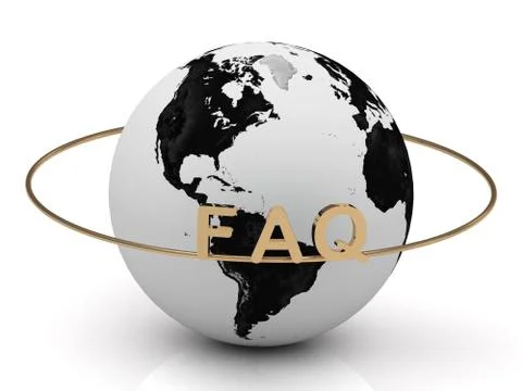 FAQ on a gold ring around the earth. Image from the same footage Stock Illustration
