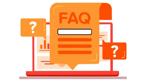 FAQ Help Center Concept with Question Marks and Online Information Interface Stock Footage 342722196