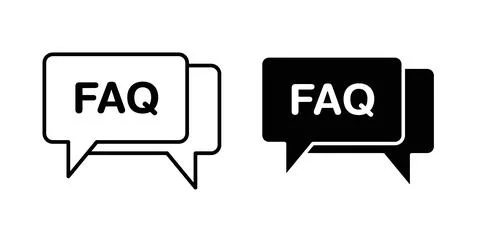 FAQ icon collection in black, Line icons, flat symbols Stock Illustration