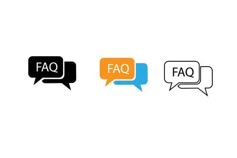 FAQ icon. Question bubble symbol. Answer signs. Message symbols. Ask icons. Stock Illustration