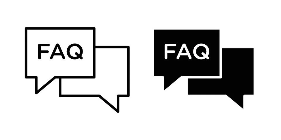 FAQ icon solid, line, and editable vector set. Stock Illustration