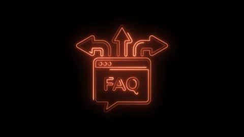Faq neon sign with arrows on black background frequently asked questions co.. Stock Footage 345995538