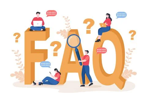 FAQ or Frequently Asked Questions for Website, Blogger Helpdesk, Clients Assi Stock Illustration