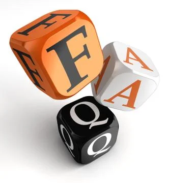 Faq orange black dice blocks Stock Illustration