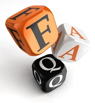 Faq orange black dice blocks Illustrazione stock
