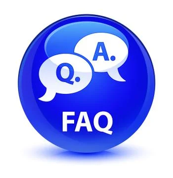 Faq (question answer bubble icon) glassy blue round button Stockillustratie