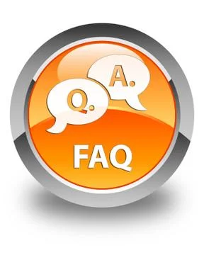 Faq (question answer bubble icon) glossy orange round button Stockillustratie