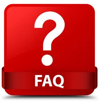 Faq (question icon) red square button red ribbon in middle Stock Illustration