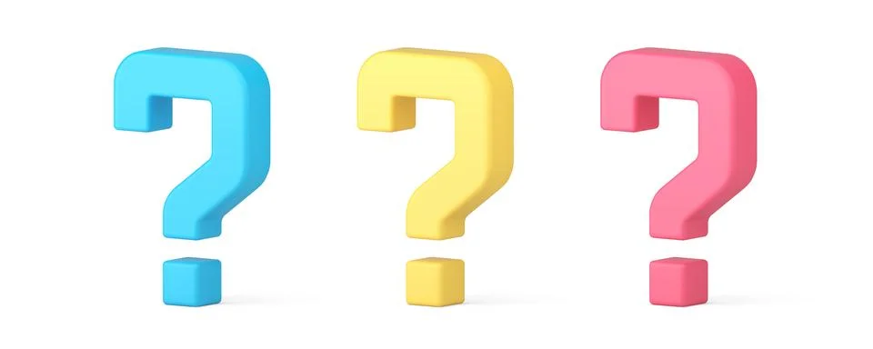 FAQ question mark isometric 3d icon help assistance confusion message chara.. Stock Illustration