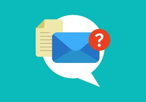 FAQ representation flat illustration with envelope, document page, question Stock Illustration