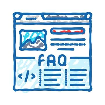Faq schema seo icon doodle illustration Stock Illustration