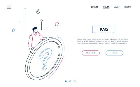 FAQ section - line design style isometric web banner Stock Illustration