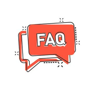 Faq speech bubble icon in comic style. Question cartoon vector illustration o Stock Illustration