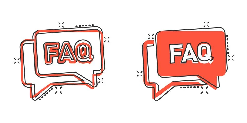 Faq speech bubble icon in comic style. Question cartoon vector illustration o Stock Illustration