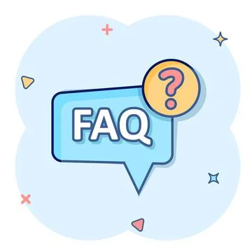 Faq speech bubble icon in comic style. Question cartoon vector illustration o Stock Illustration