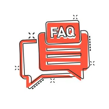 Faq speech bubble icon in comic style. Question cartoon vector illustration.. Stock Illustration