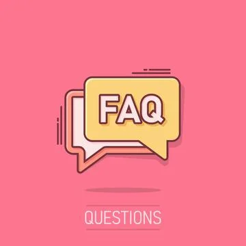 Faq speech bubble icon in comic style. Question cartoon vector illustration.. Stock Illustration