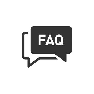 Faq speech bubble icon in flat style. Question vector illustration on white i Illustrazione stock