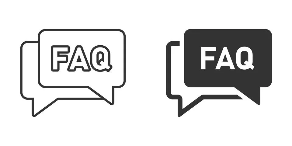 Faq speech bubble icon in flat style. Question vector illustration on white i Illustrazione stock