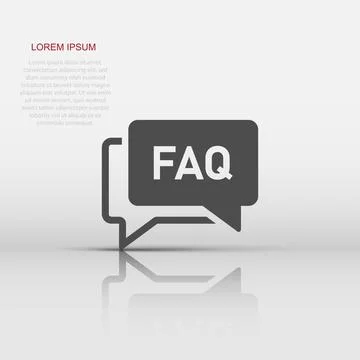 Faq speech bubble icon in flat style. Question vector illustration on white.. Stock Illustration