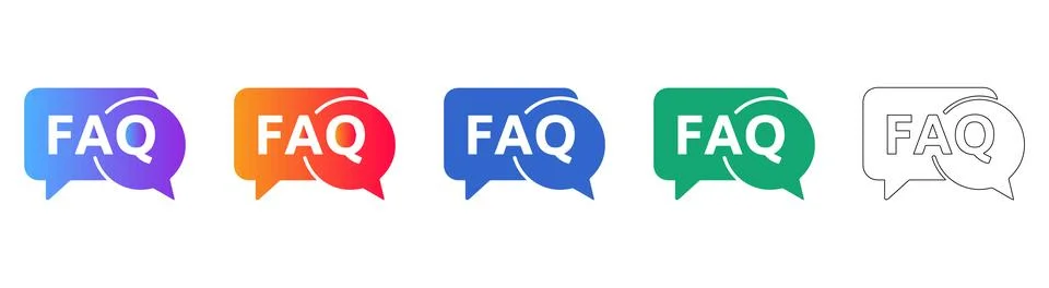 FAQ Speech Bubble Icons Set Stock Illustration