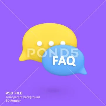 FAQ Speech Bubble isolated 3d render icon illustration PSD Template