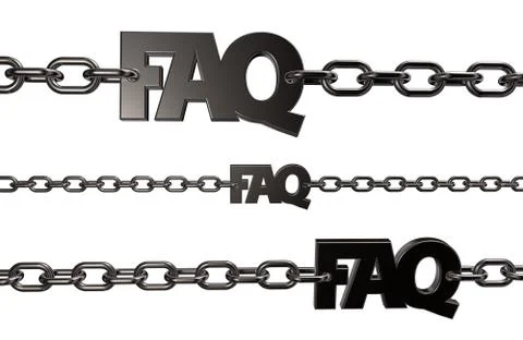 Faq tag chains on white background - 3d illustration Illustrazione stock