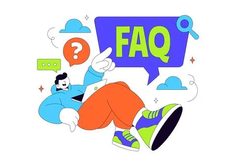 FAQ Vector Illustration featuring Frequently Asked Questions Concept With P.. Illustrazione stock